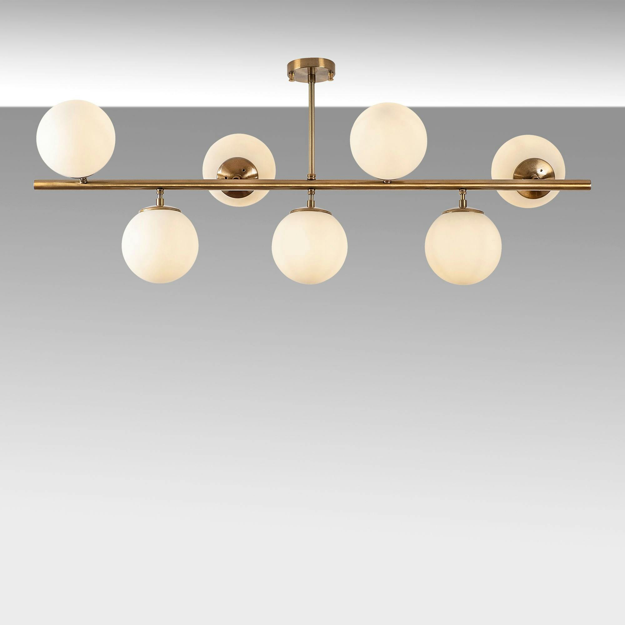 Suspension cuisine design – 7 globes sur barre SIERRE