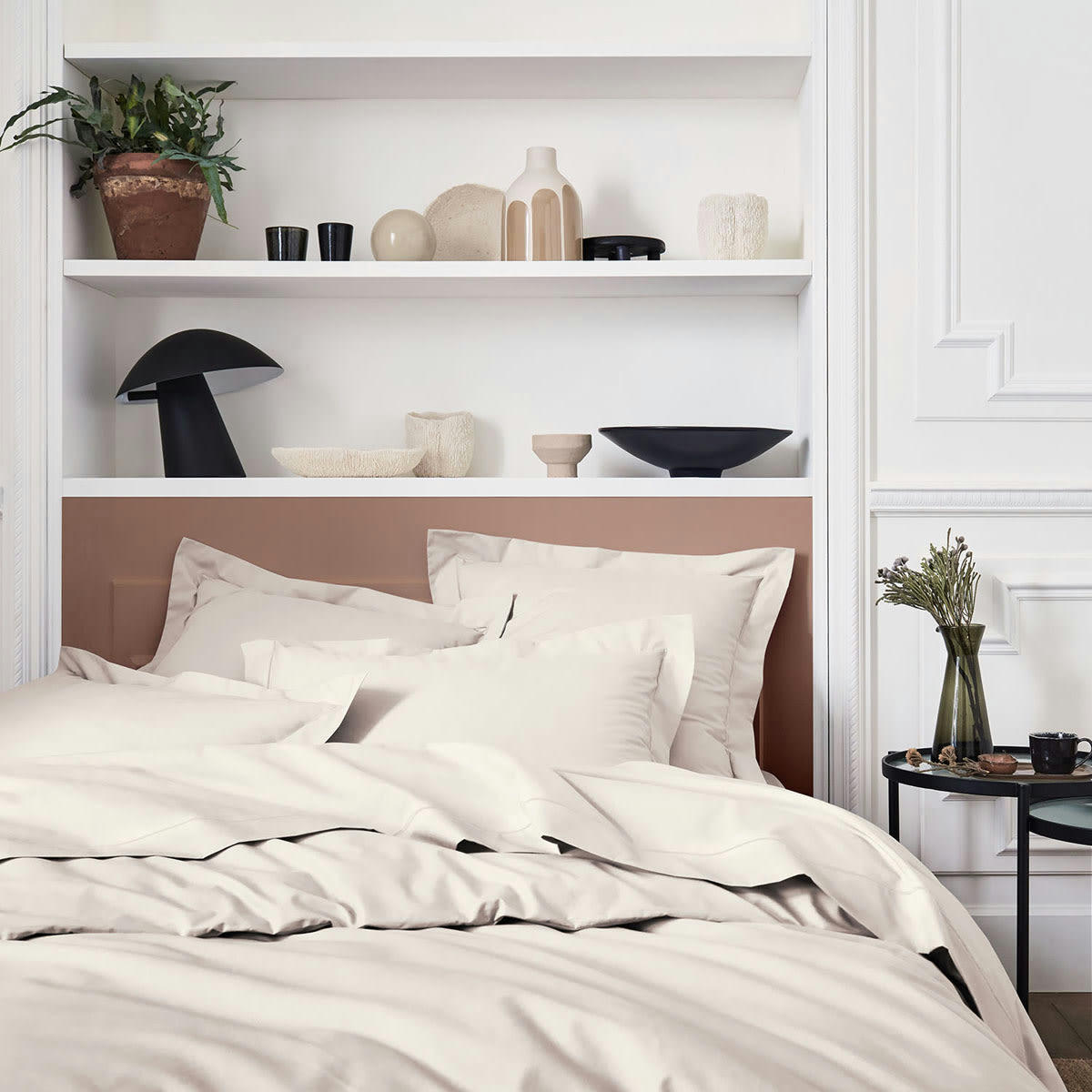 PREMIÈRE - Housse de couette unie en percale de coton rose 240x220