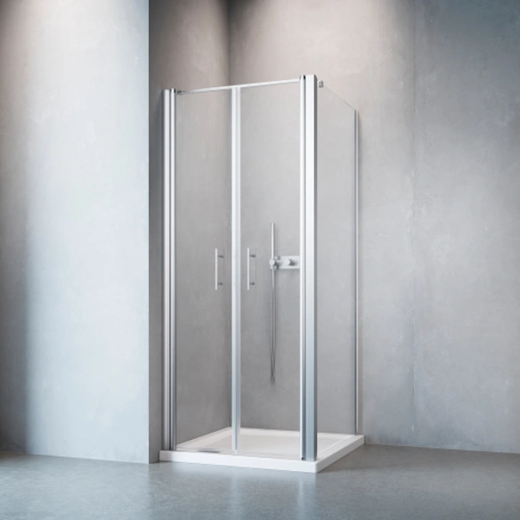 Doppelpendeltür, Höhe: 195 cm, edelsilber, Scheibenstärke: 6 mm