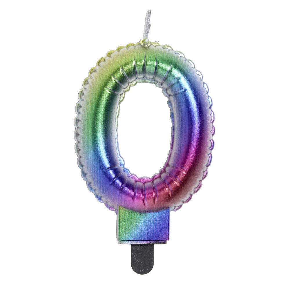 Bougie anniversaire chiffre 0 iridescent