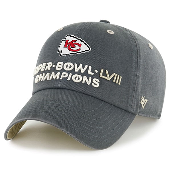 Kansas City Chiefs '47 Super Bowl LVIII Champions Side Patch Clean Up Adjustable Hat - Charcoal