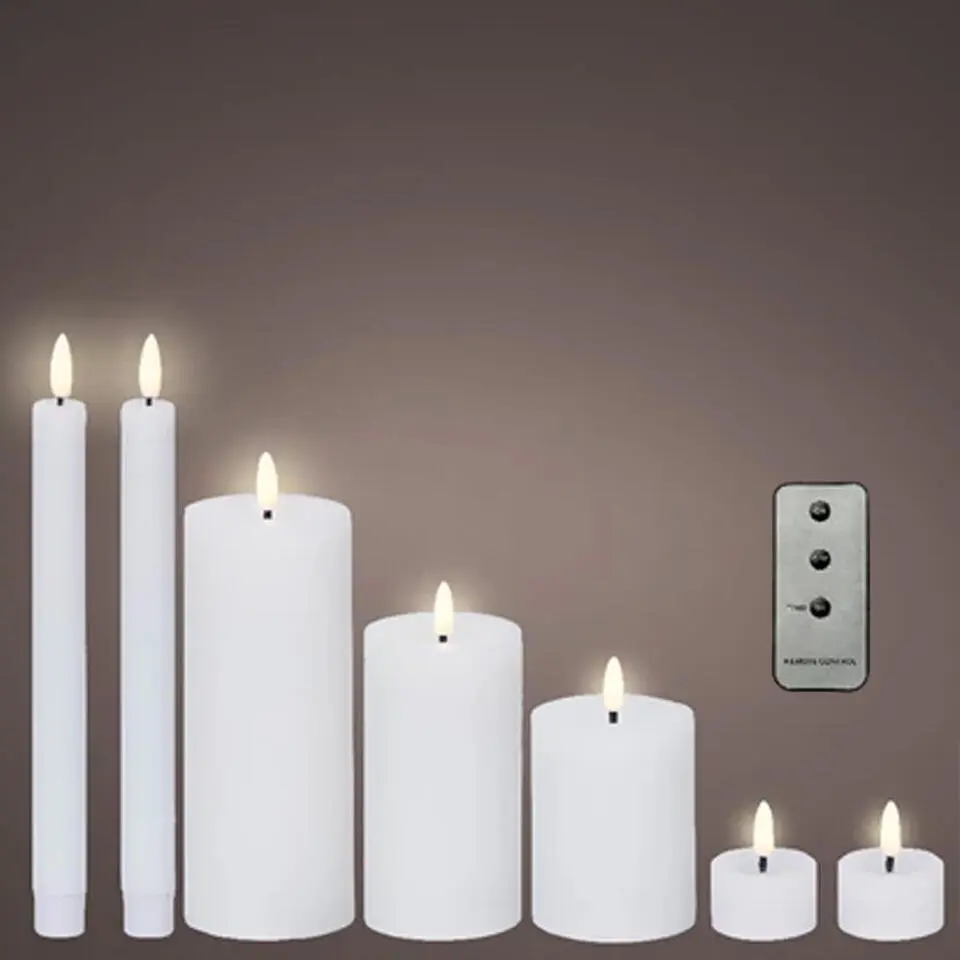 Lumineo LED kaarsen set - 7-delig - wit - met afstandsbediening
