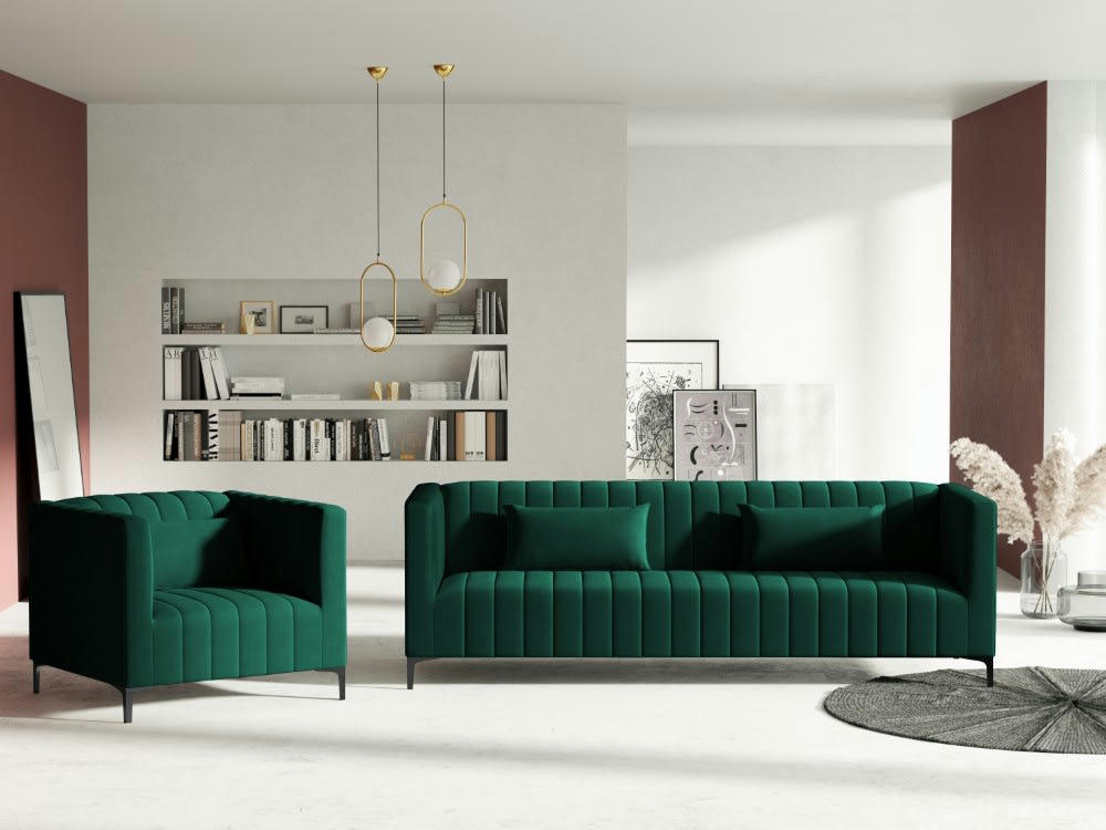 ANNITE - Fauteuil en velours vert bouteille