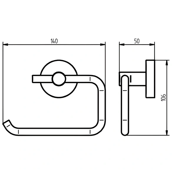 Papierrollenhalter, ohne Deckel, Chrom