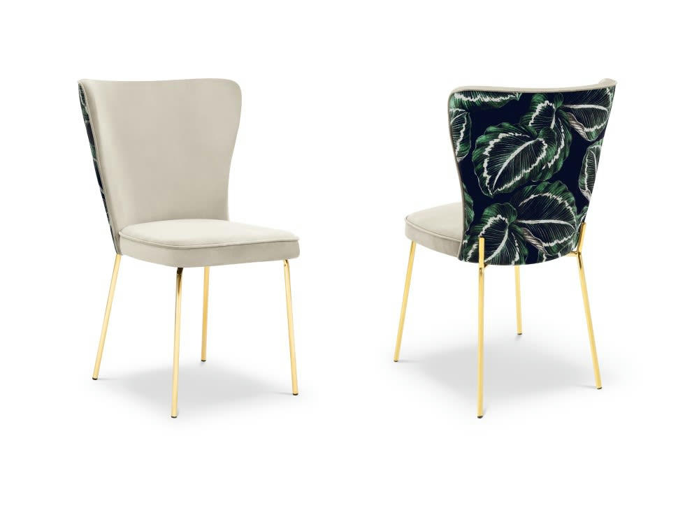 SILENE - Ensemble de 2 chaises 1 place en velours beige