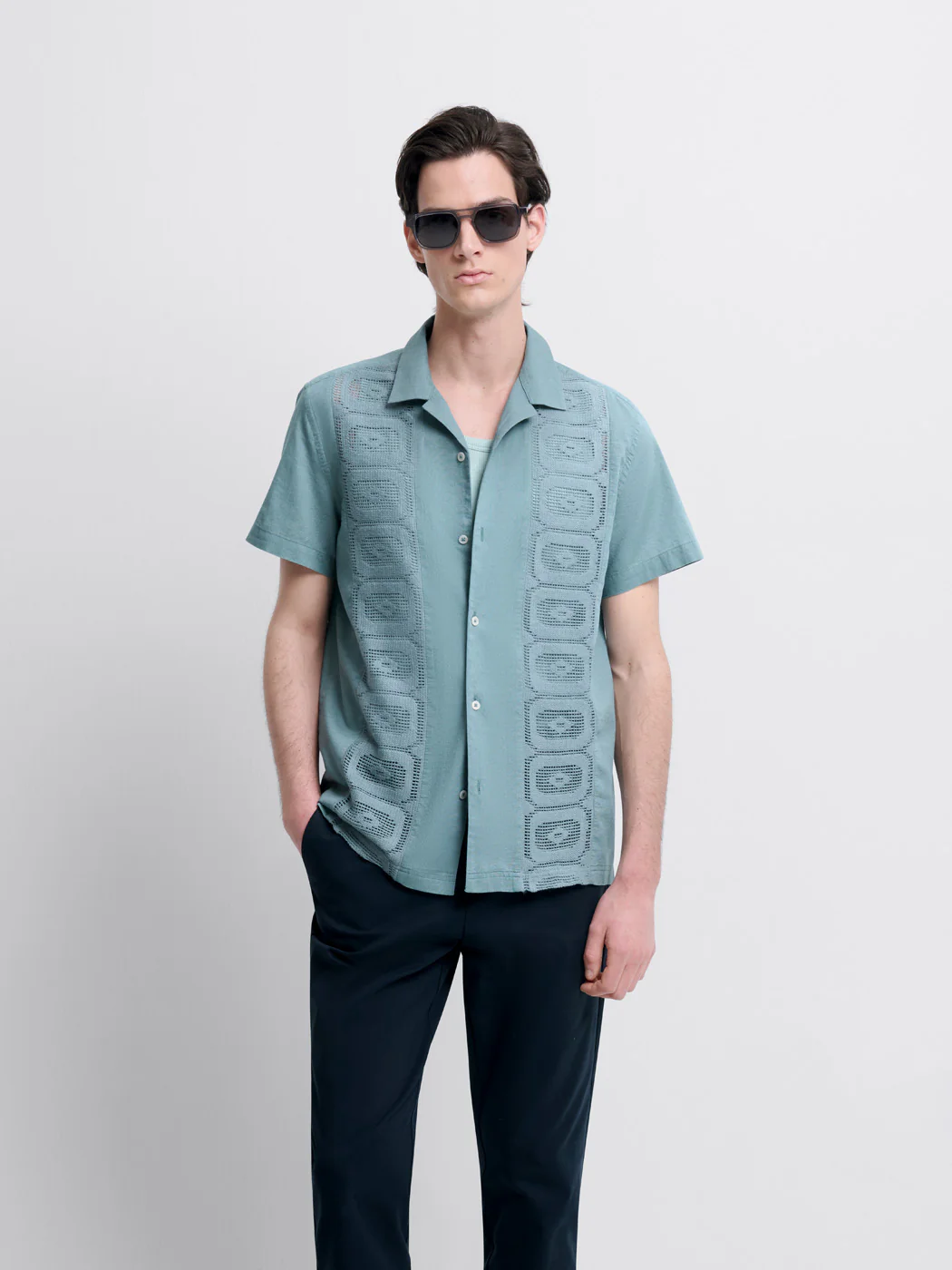 Chemise manches courtes regular brodée