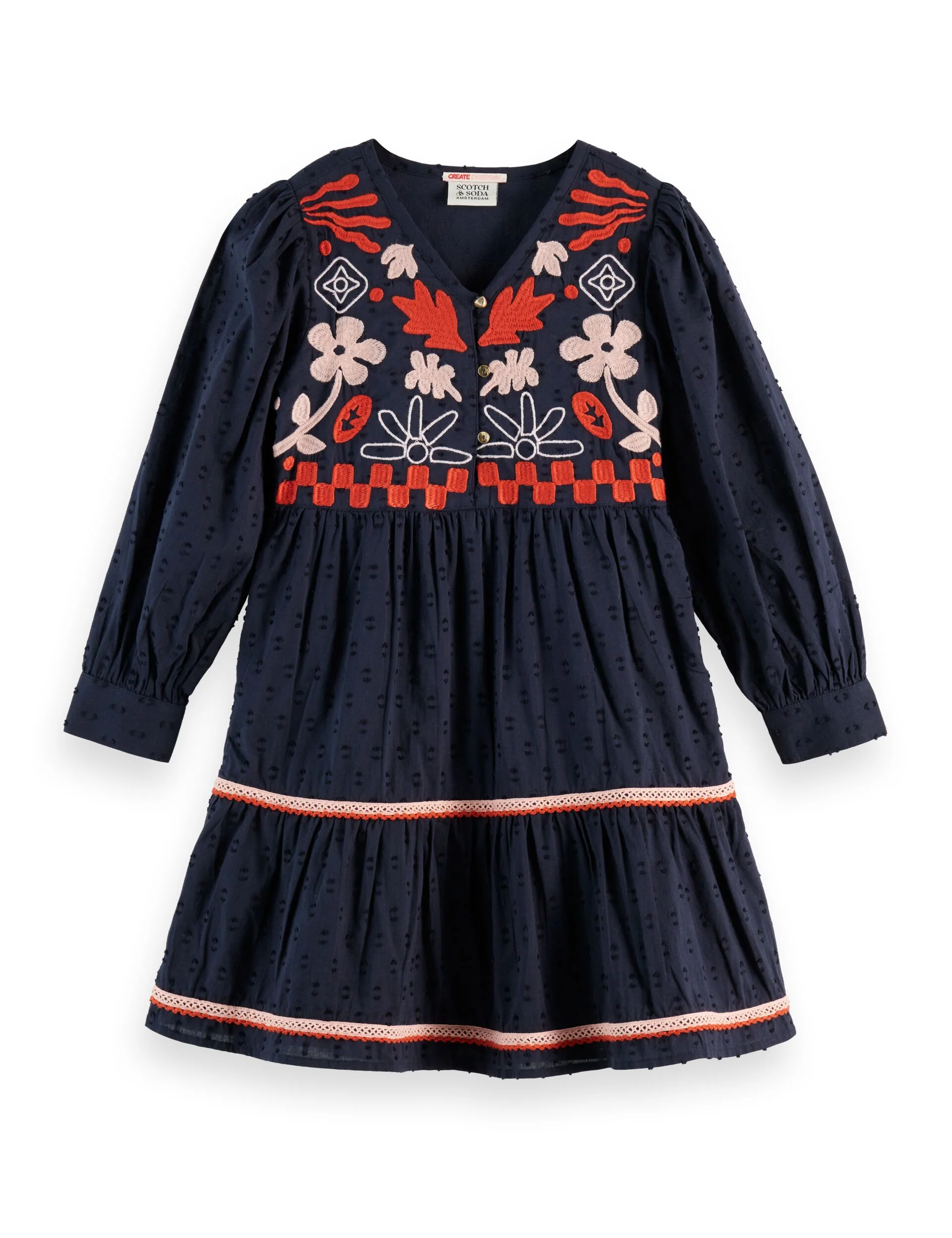 Girls' Clip jacquard embroidered dress