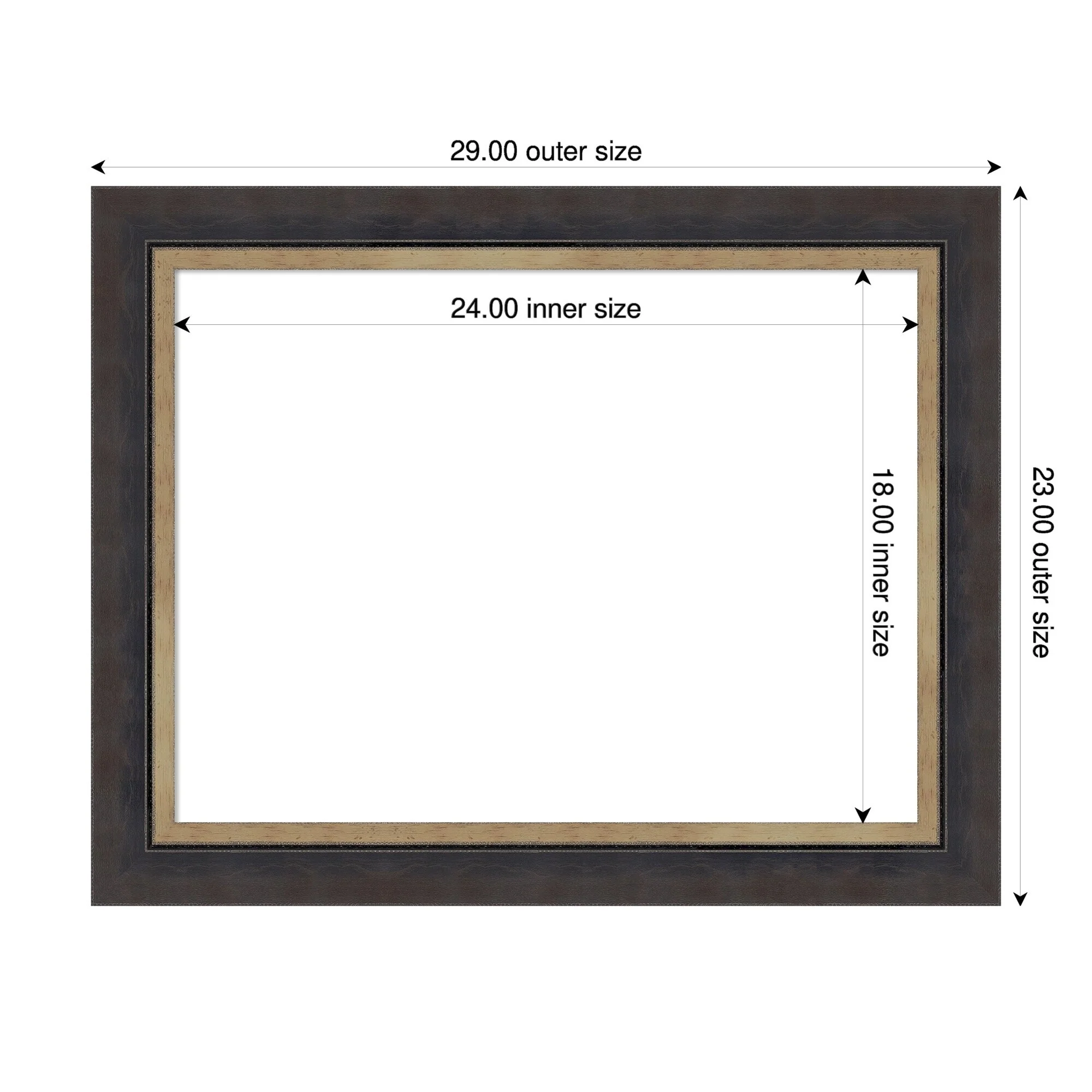 Amanti Art Hammered Charcoal Tan Framed Dry Erase Magnetic Board