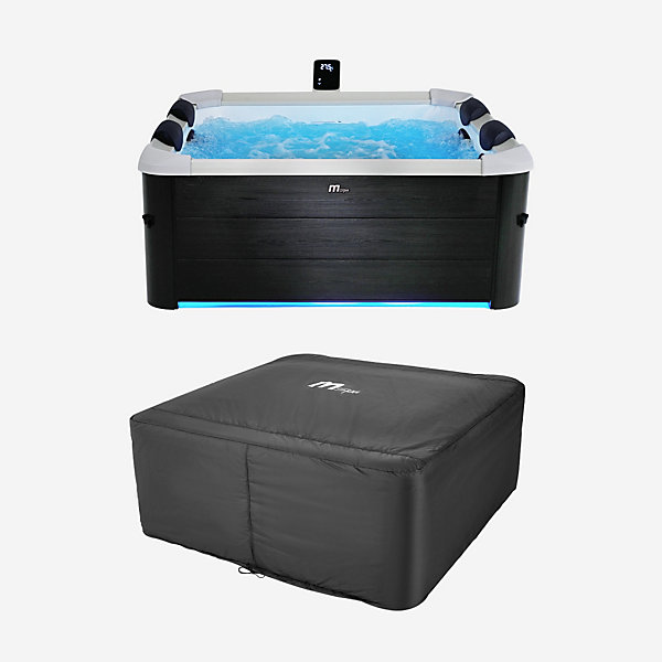 Housse de protection intégrale pour spa OSLO PLUS 6 places D. 188 x 70cm noir