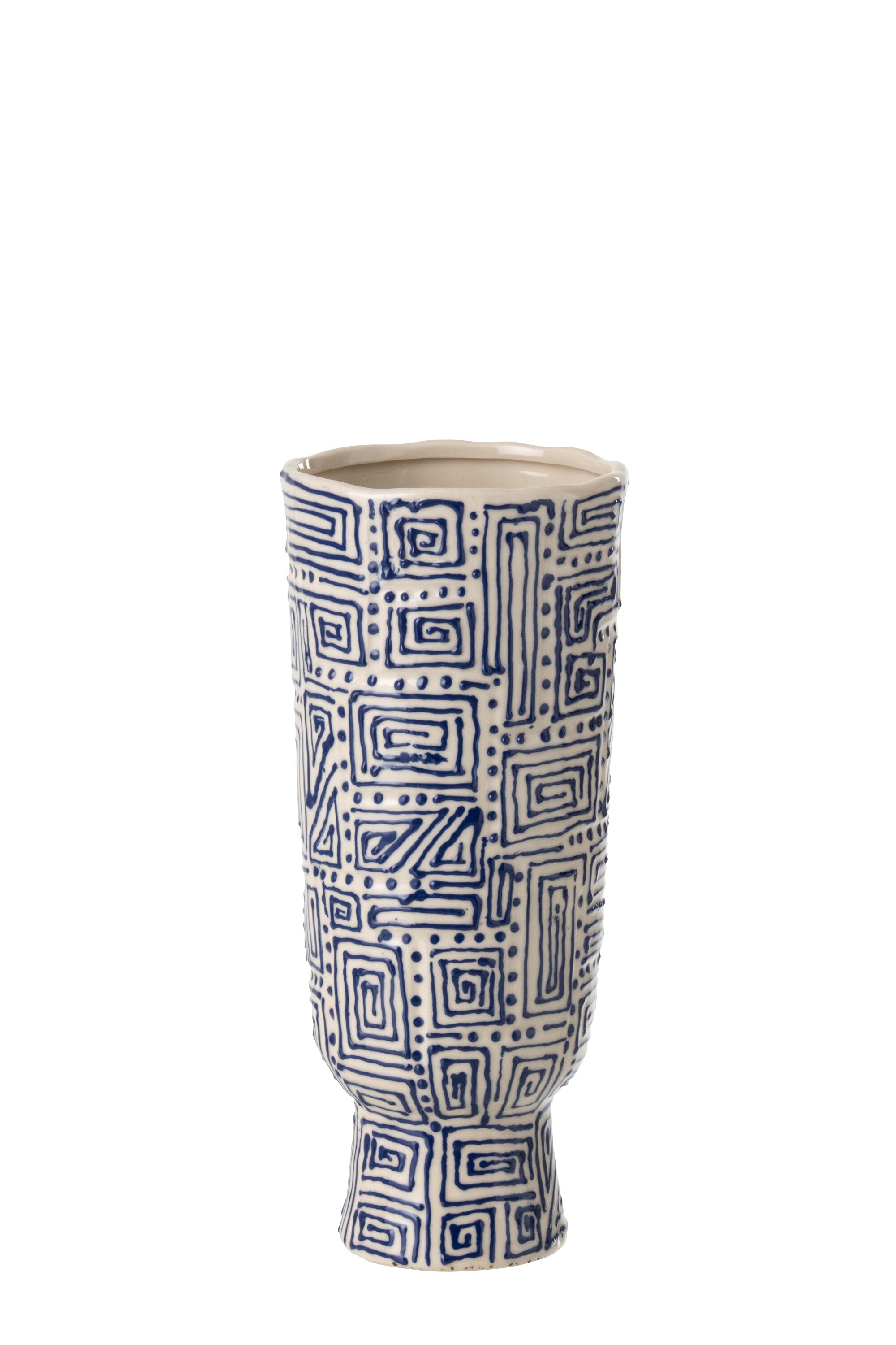 J-Line vaas Patroon - keramiek - wit/blauw - small