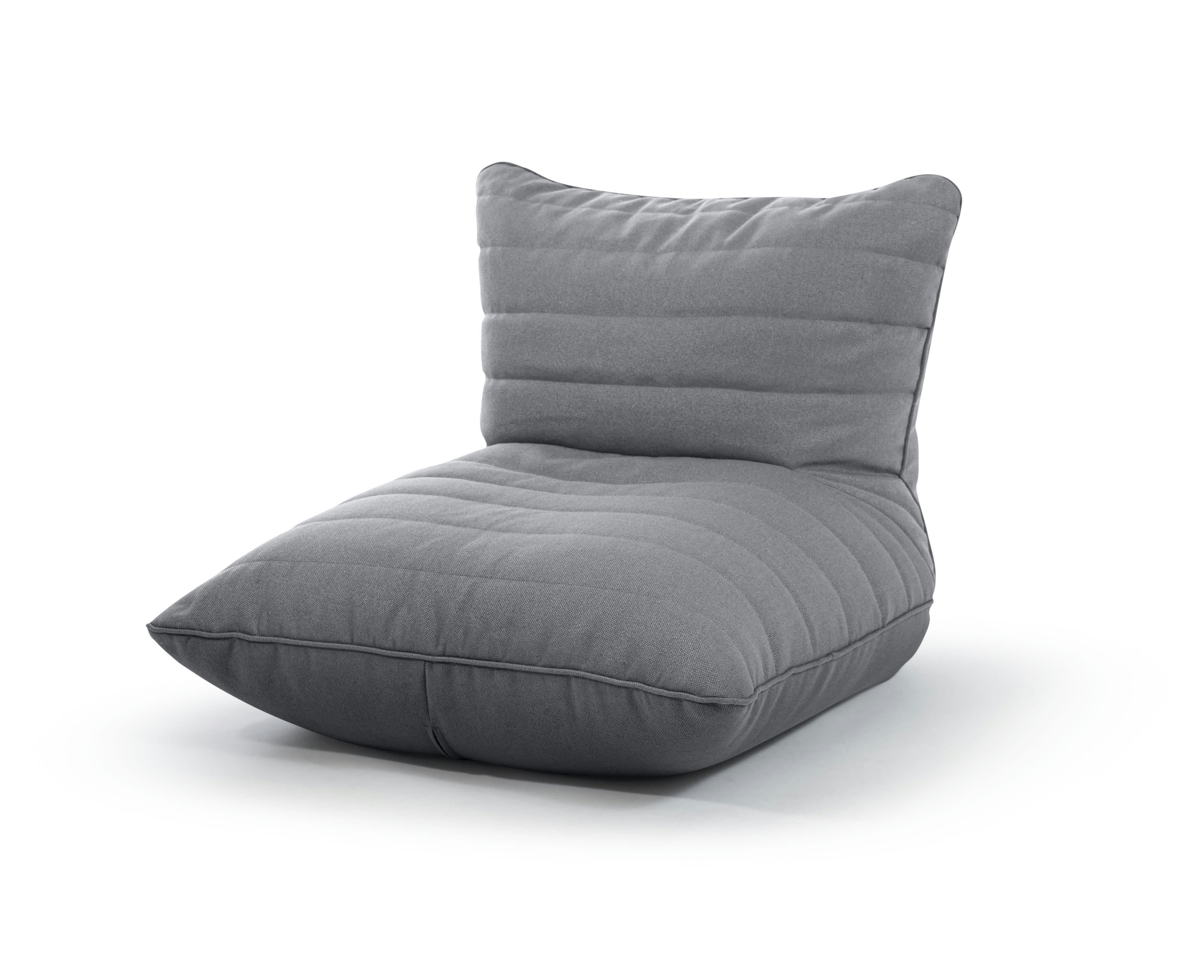 TANGO - Pouf confort rembourré aspect matelassé gris souris 90x80x75
