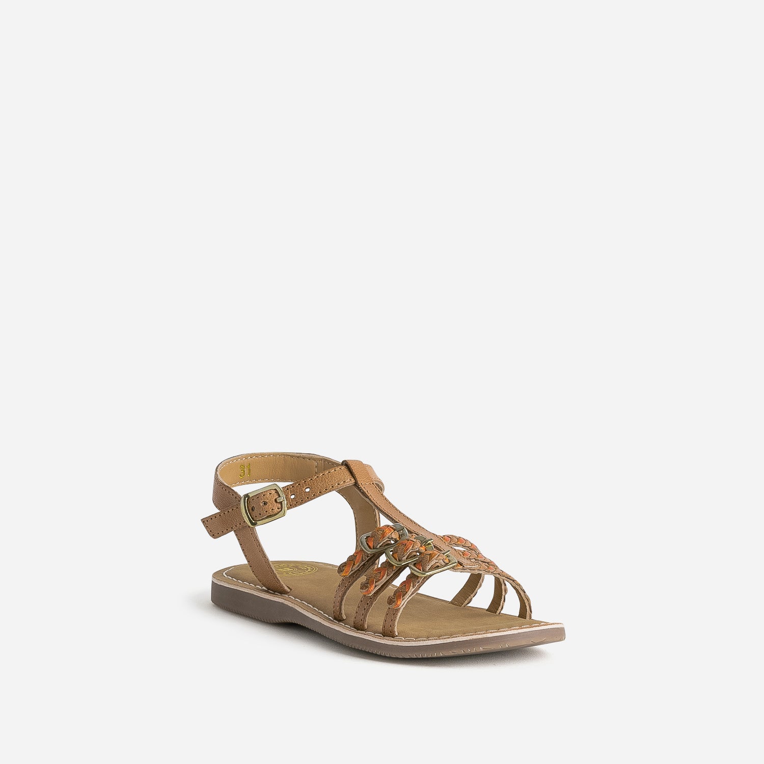 Sandale BUGGY marron en cuir brides tressées