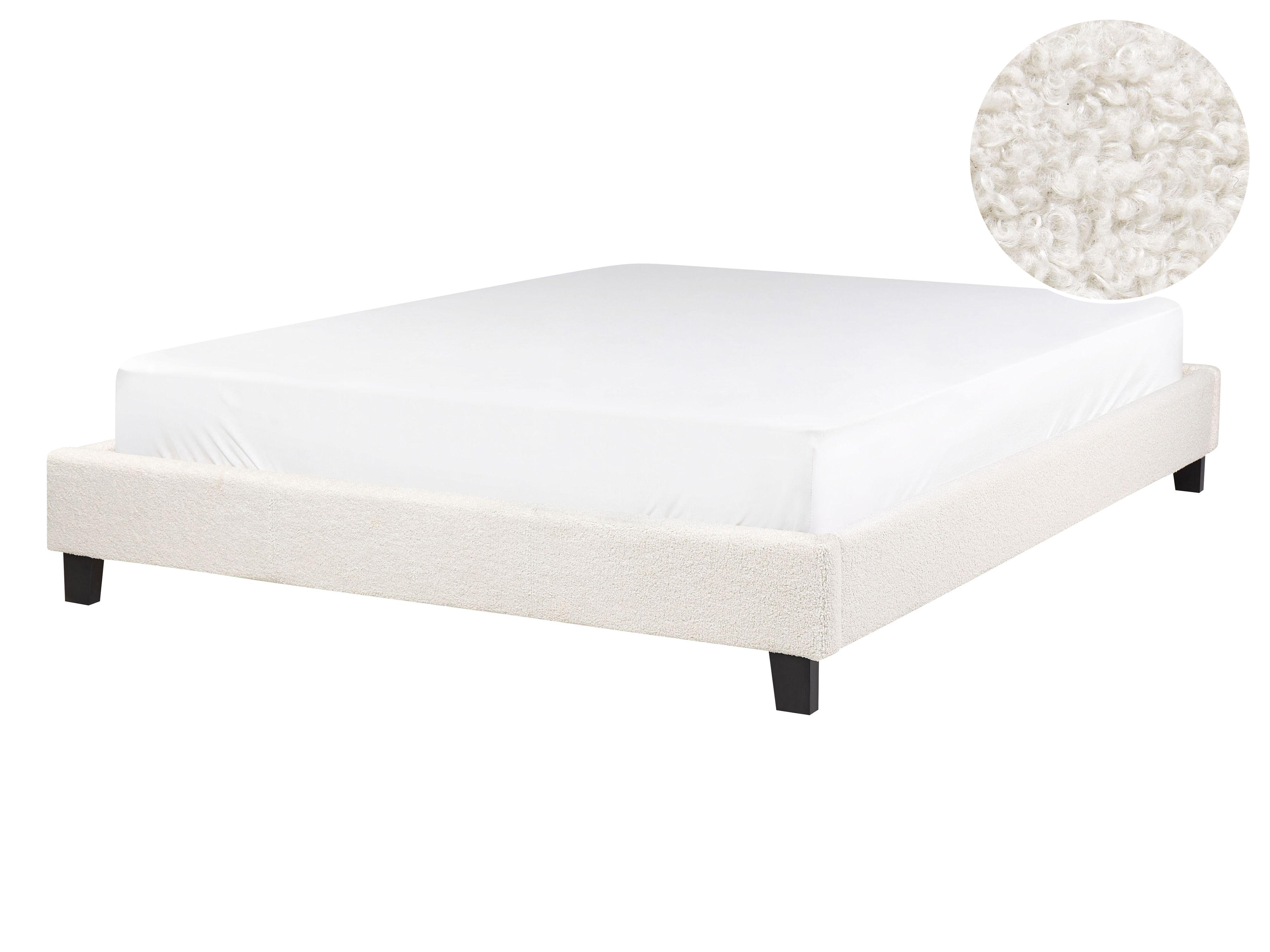 Bed without Headboard Boucle ROANNE 140 x 200 cm (EU Double) Light Beige
