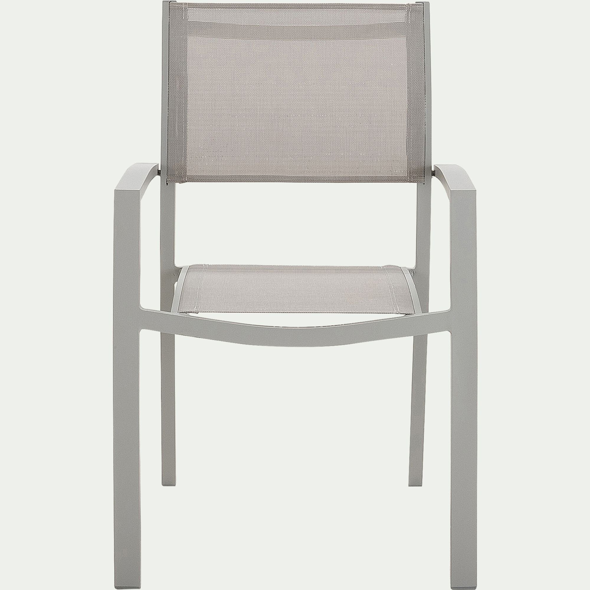 ELSA - Chaise de jardin empilable avec accoudoirs en textilène - gris vésuve