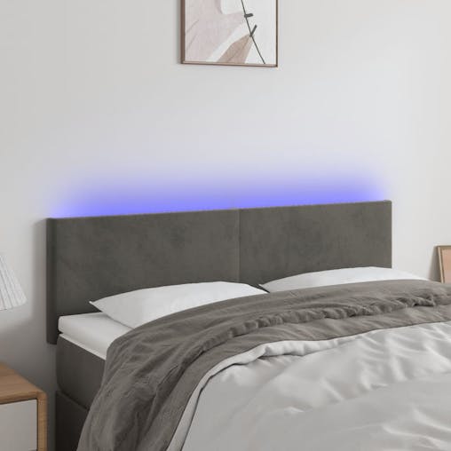 NNEVL LED Headboard Dark Grey 144x5x78/88 cm Velvet
