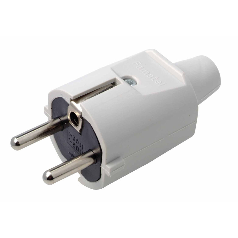 Fiche mâle en PVC 16A 2P T blanc PROFILE
