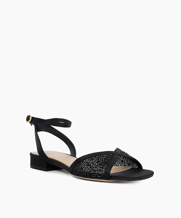 Naxxos Black - Ankle Strap Embellished Sandals