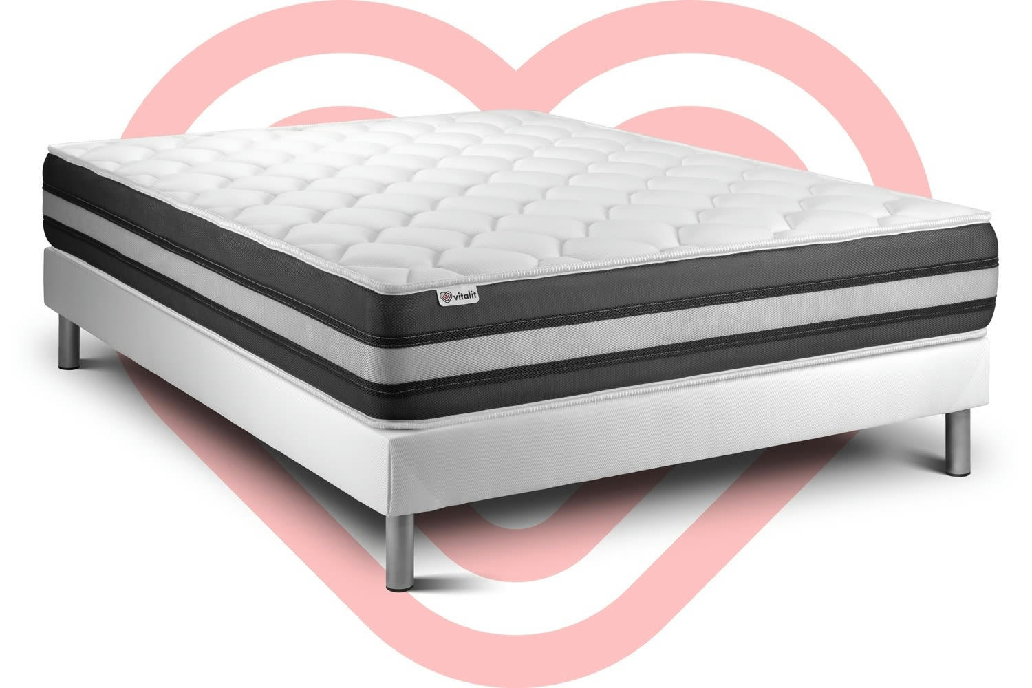 VITALSPRING ZEN - Ensemble Ressorts  et Mémoire de forme 160x200cm kit Blanc