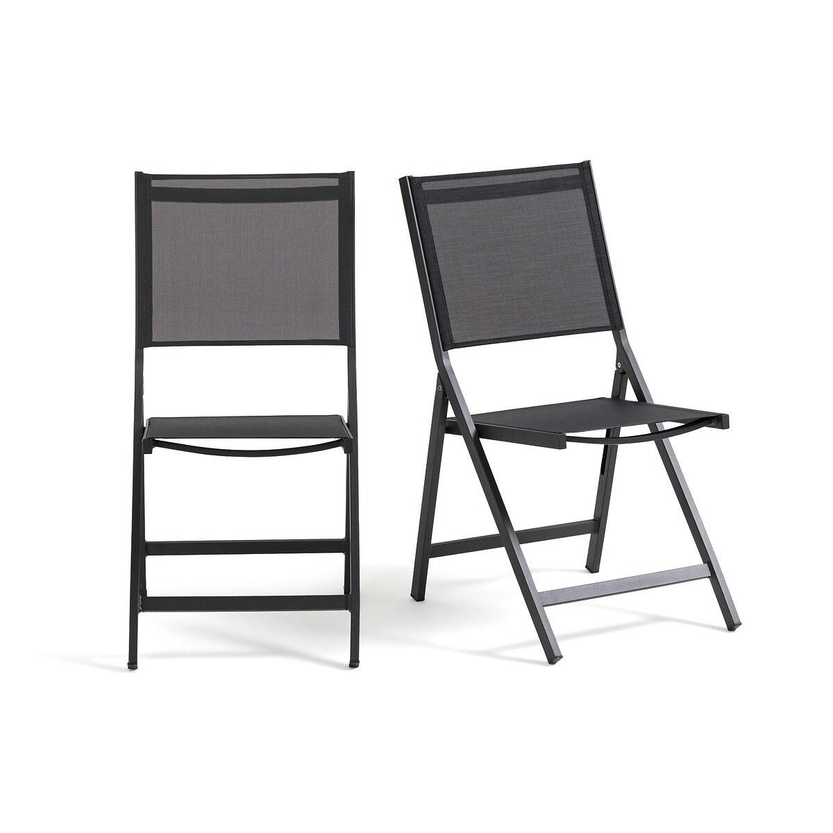 Lot de 2 chaises pliantes, alu, Zory