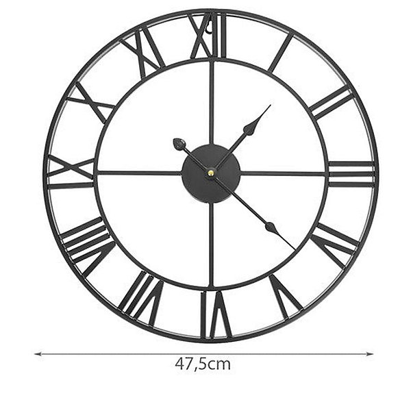 Horloge murale rétro chiffre romain - noir47,5 cm