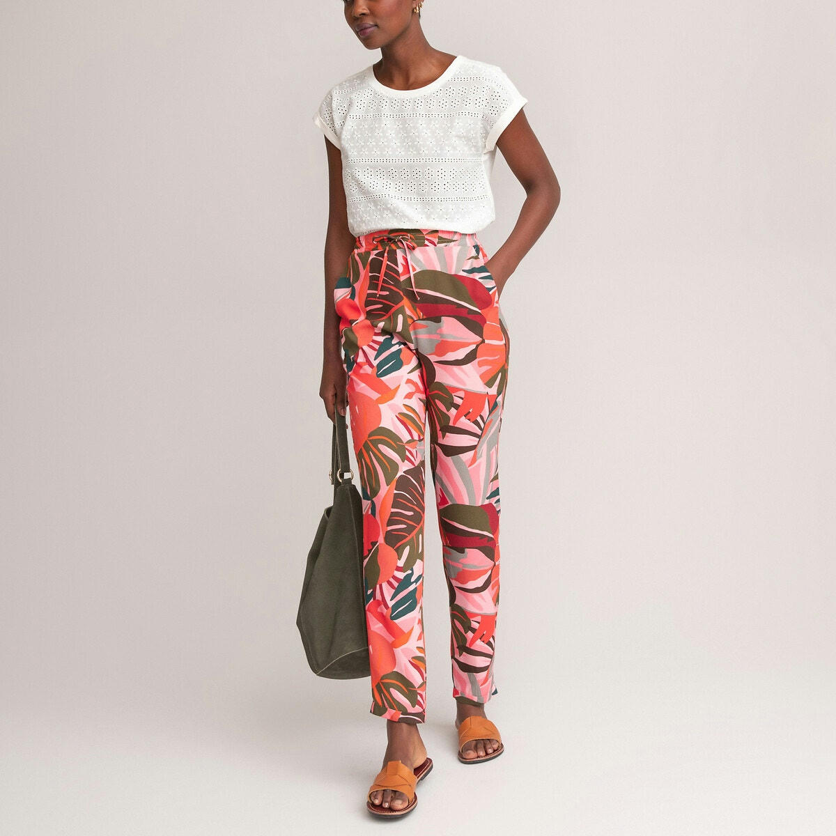 Pantalon fuselé, imprimé floral