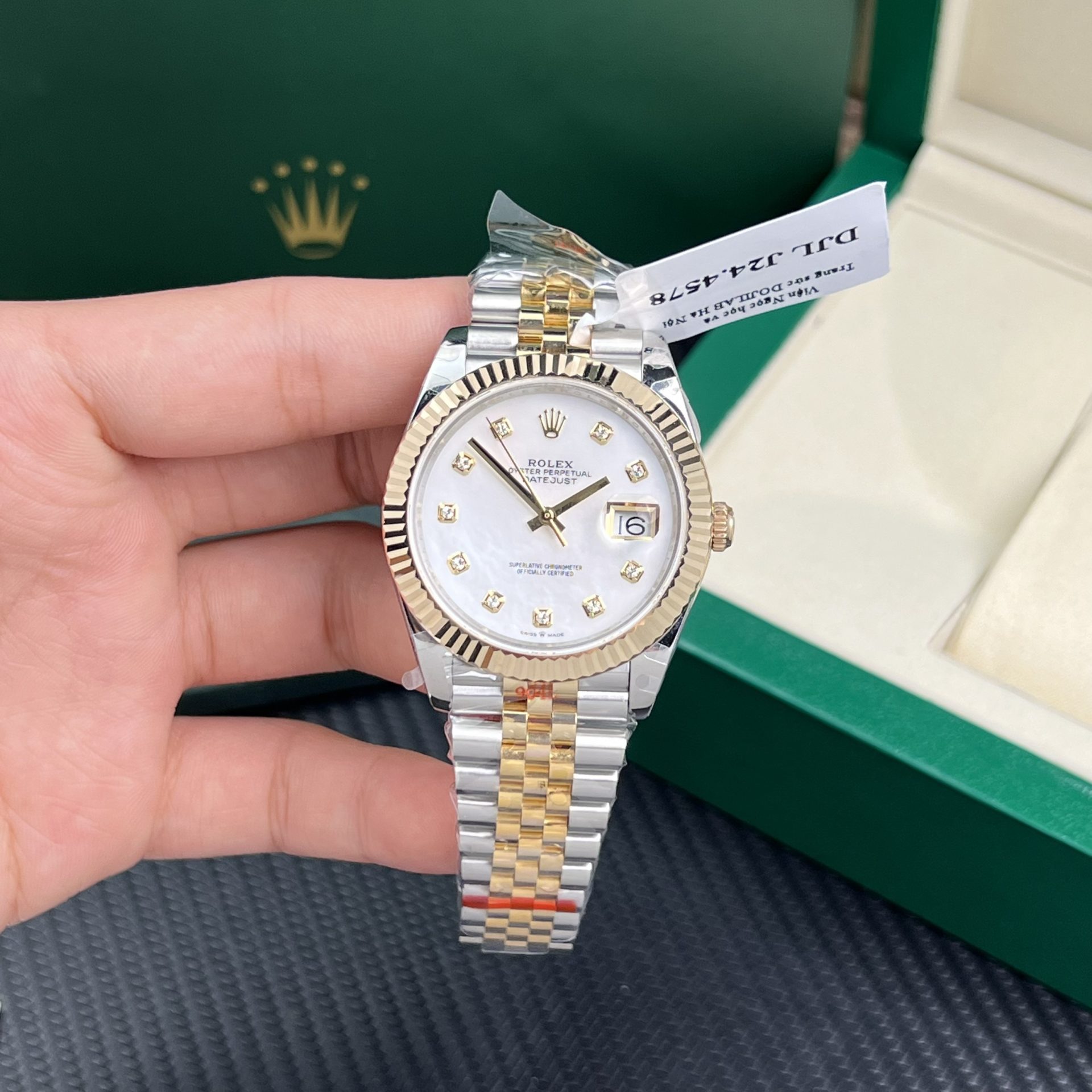 Rolex Datejust SS/YG Plated MOP Dial CZ Diamonds 41mm Jub Super Clone