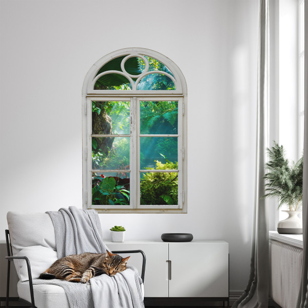 Naklejka 3D egzotyczny widok wyrwa efekt w ścianie 51x80