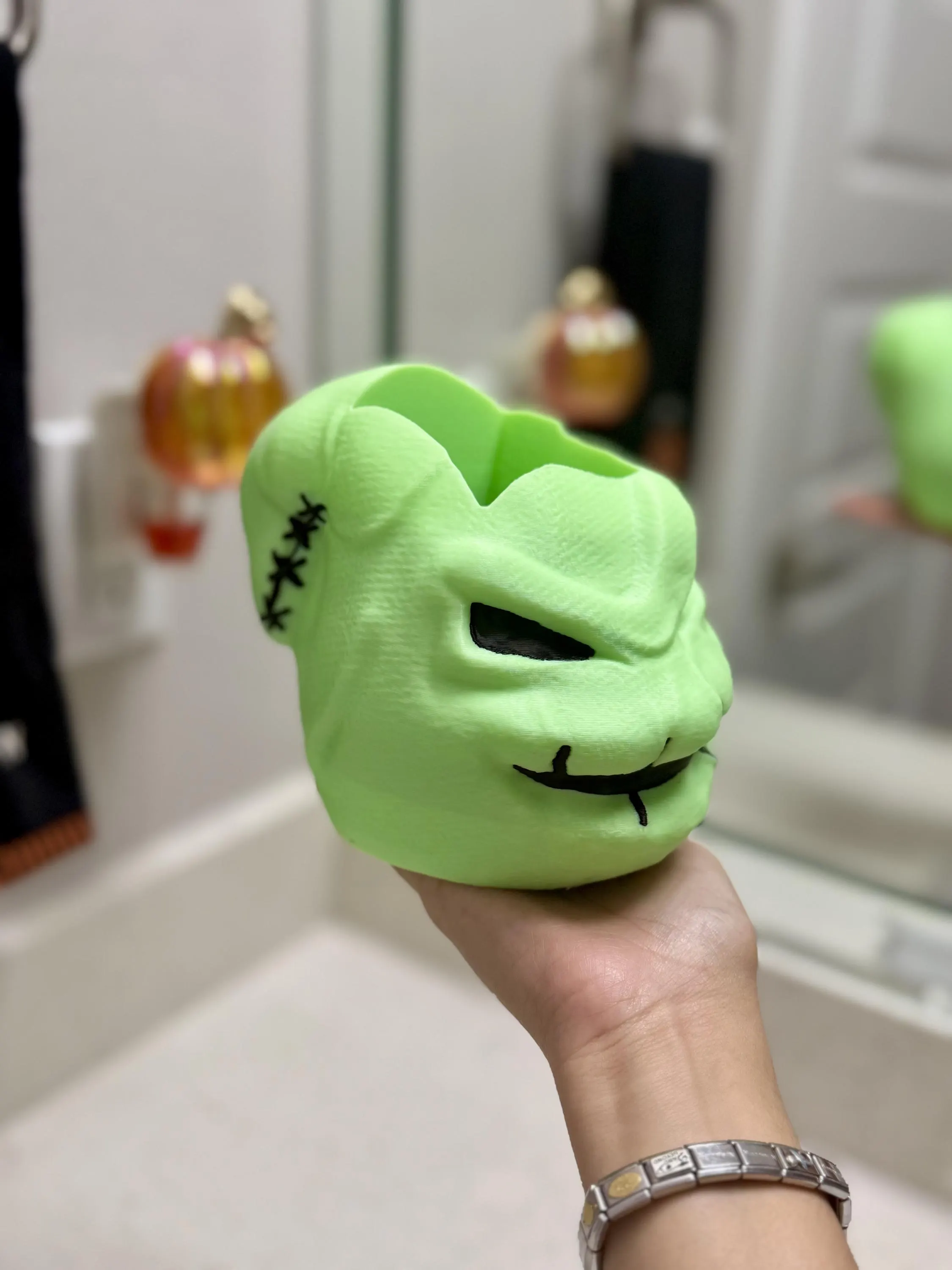 Green Halloween Character Soap Holder | Spooky Bathroom Decor | Halloween Soap Dispenser Holder | 3D Printed Decor