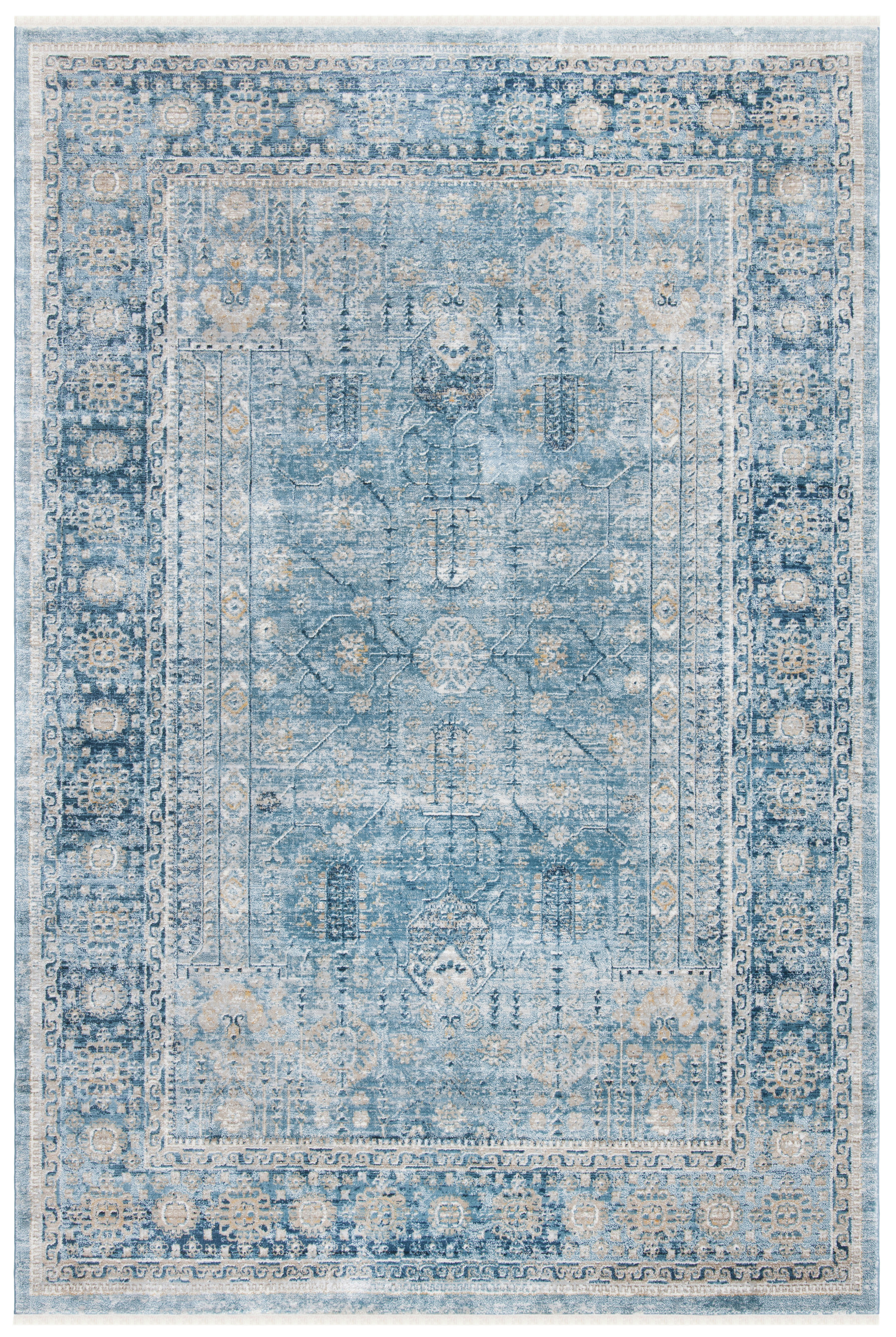 VICTORIA - Tapis de salon interieur en bleu & ivoire, 91 x 152 cm