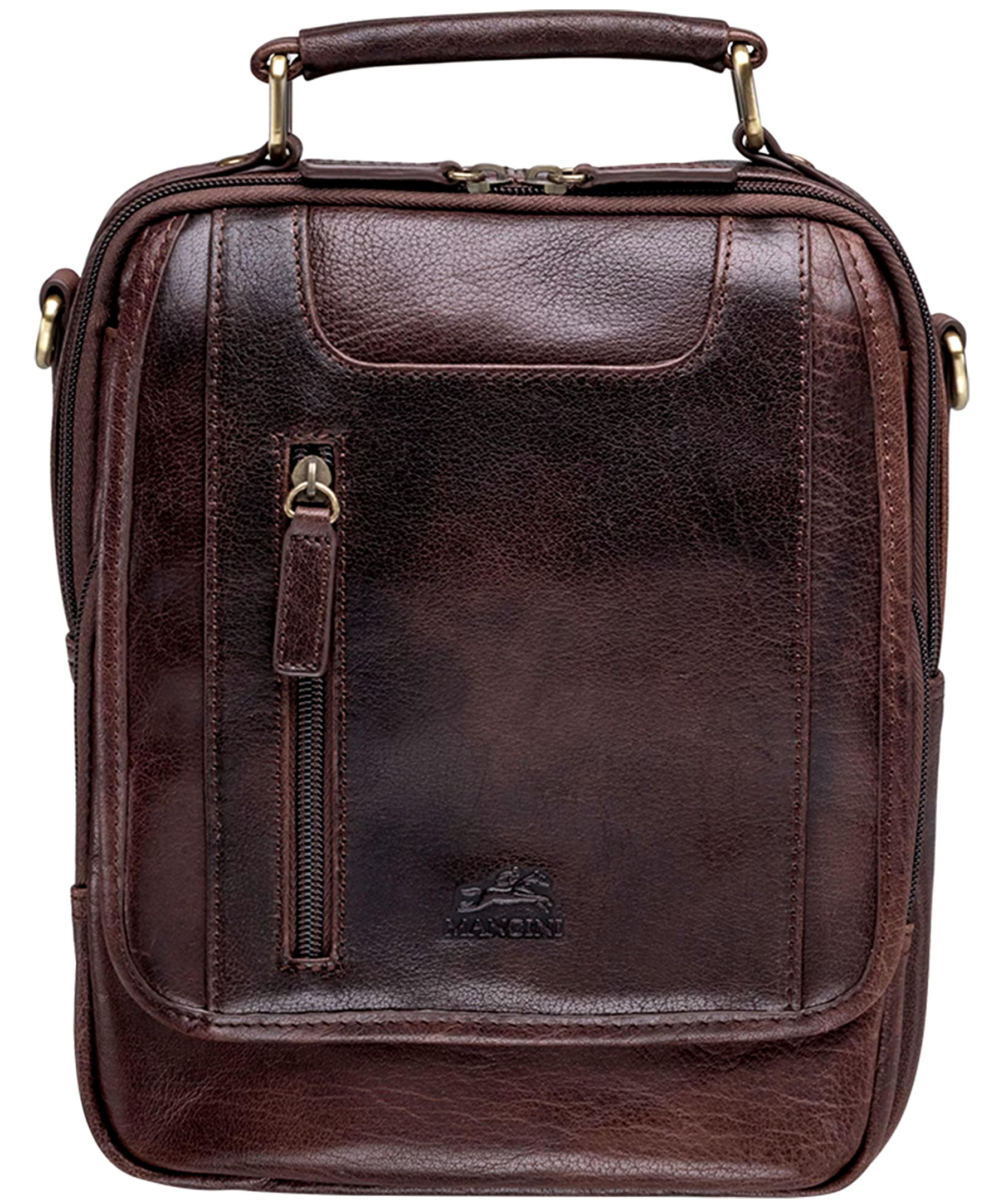 Mancini Leather Goods Unisex Arizona Classic Bag with Removable Straps Brown