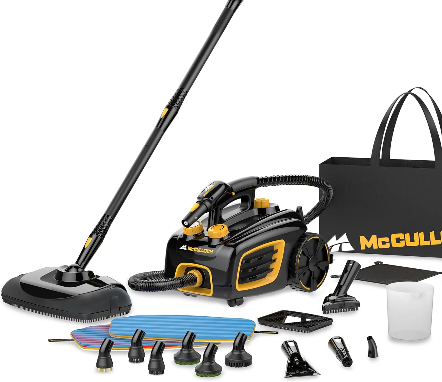 20 Accessories Steam Cleaner Long Cord Chemical-Free for Home & Car Black