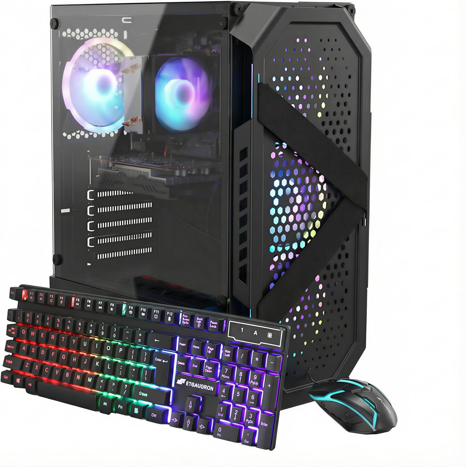 STGAubron Gaming PC Desktop Computer  AMD Ryzen 5 5500 up to 4.2G  Radeon RX 6500 4G  16GB DDR4  512GB SSD  WiFi 6  BT 5.2  RGB Fan x4  Windows 11 Home
