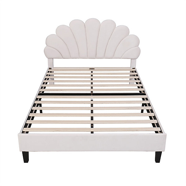 Lit adulte lit 140x200 cm lit rembourré lit cadre à lamelles lit double velours beige