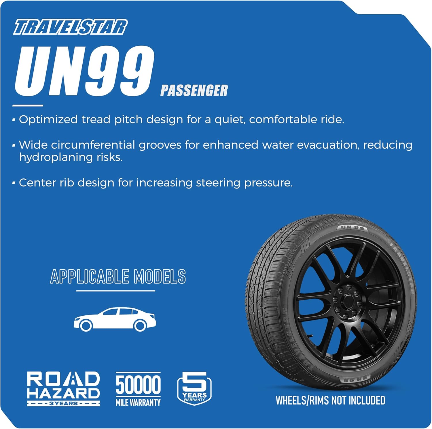 Set of 4 (Four) Travelstar UN99 All Season 225/65R17 102H All Season Radial Passenger Car Tire 225/65/17 - Includes Three-Year Road Hazard Warranty (Tire Only)