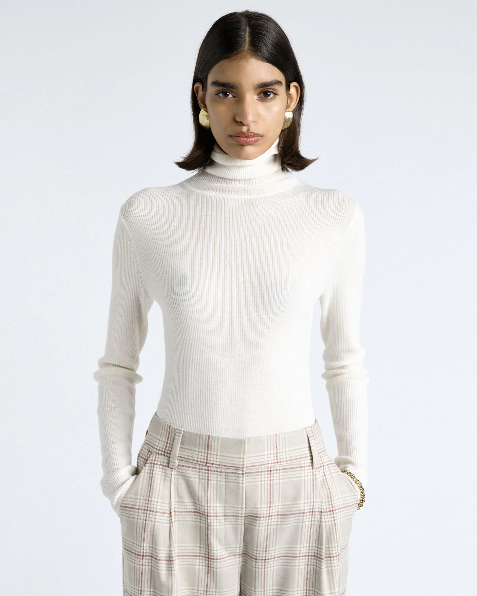 Merino Turtle Neck Ribbed Knit