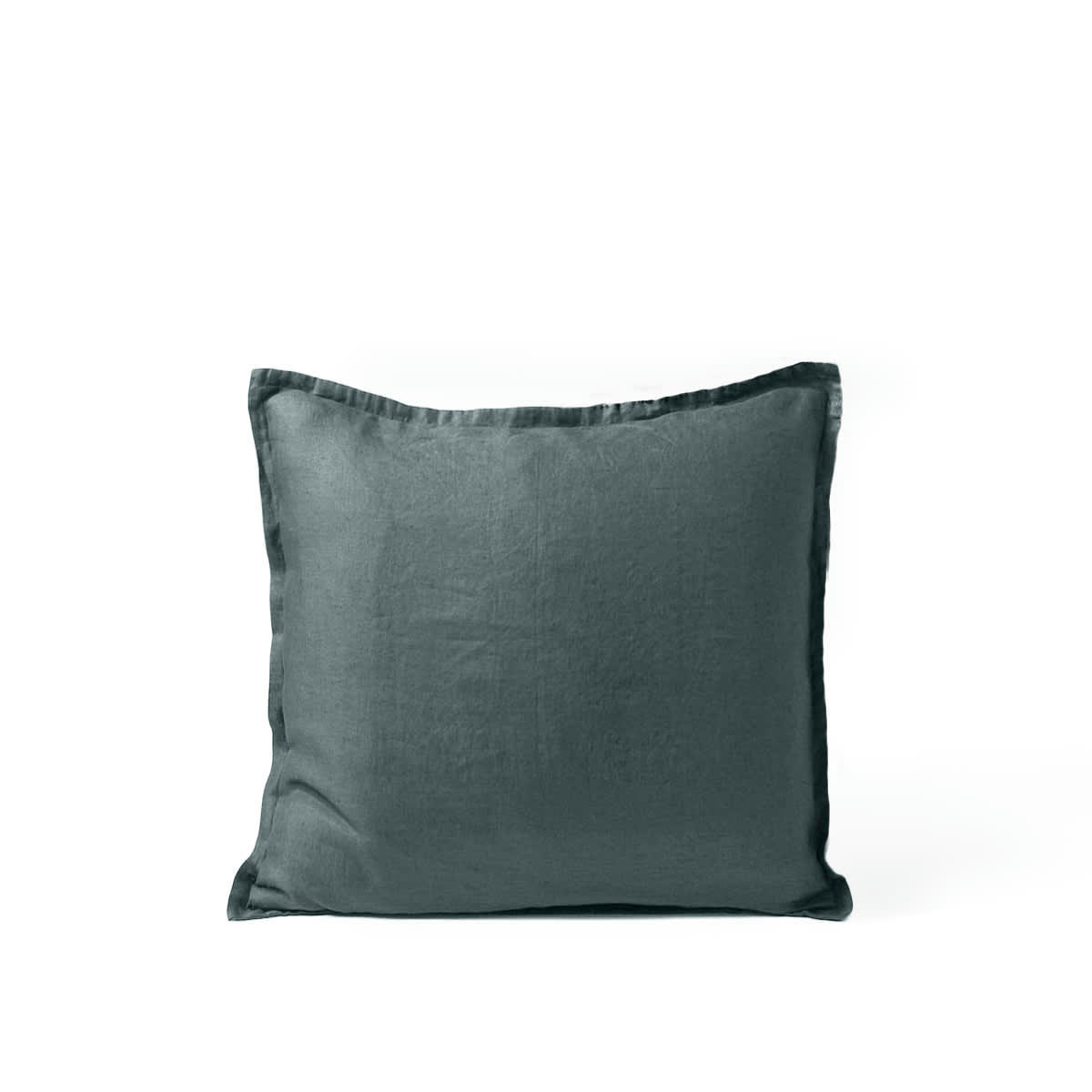 VERT - Taie d'oreiller lin lave vert 63x63 cm