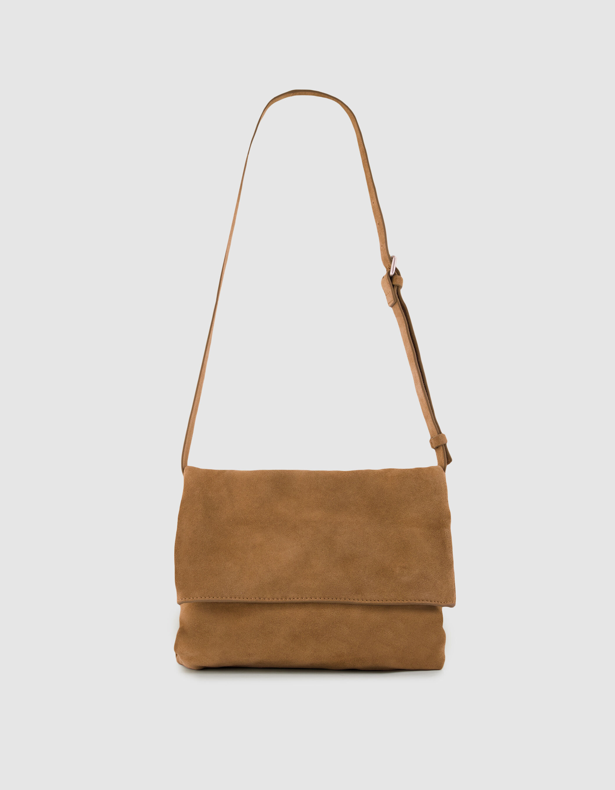 Sac besace Messenger camel cuir velours Femme