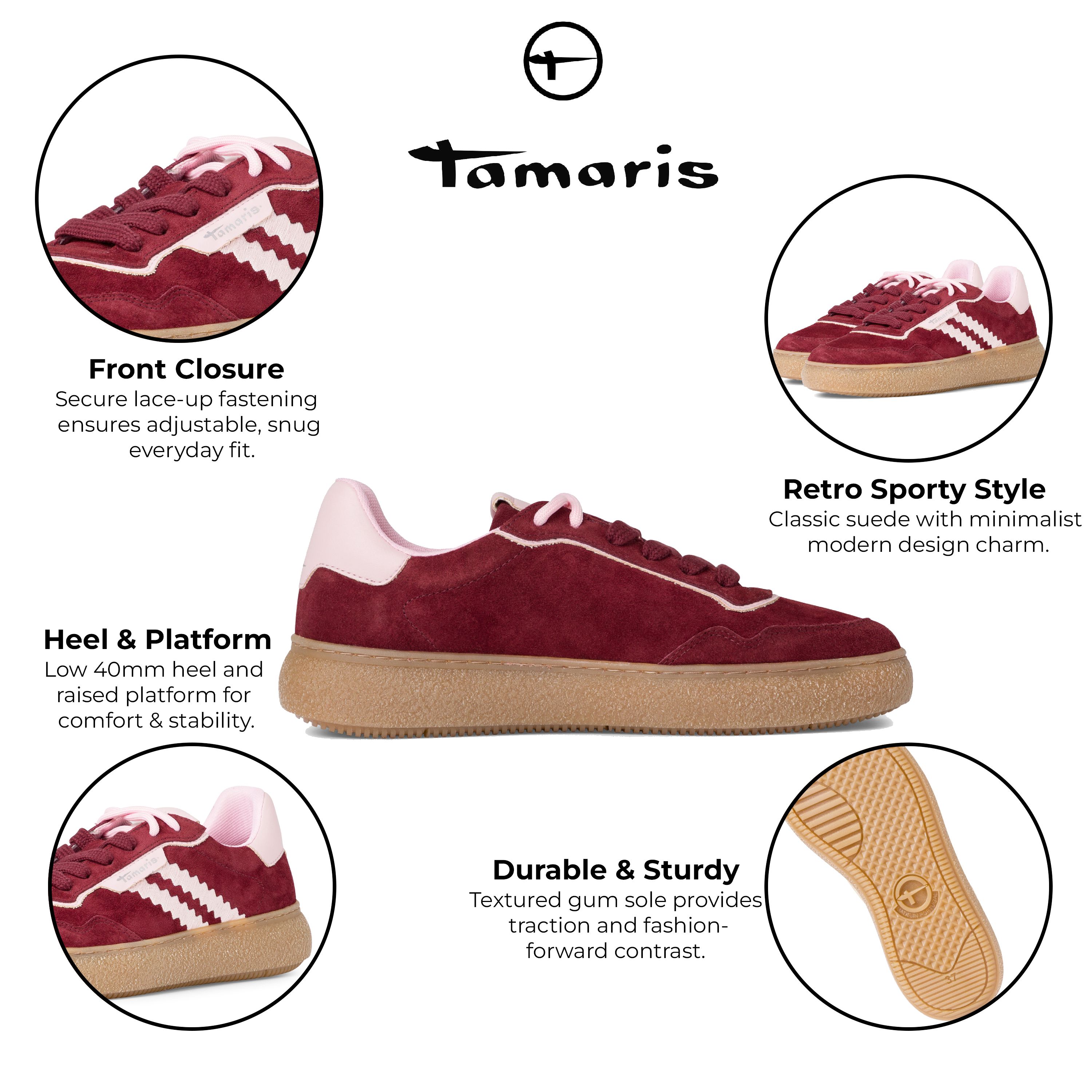 Infinity Leather Tamaris Leather Fashion Stripe Lace Up Sneakers