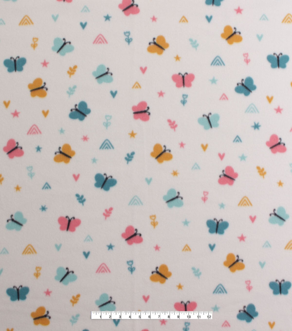 Pastel Butterflies & Geometrics Blizzard Fleece Fabric