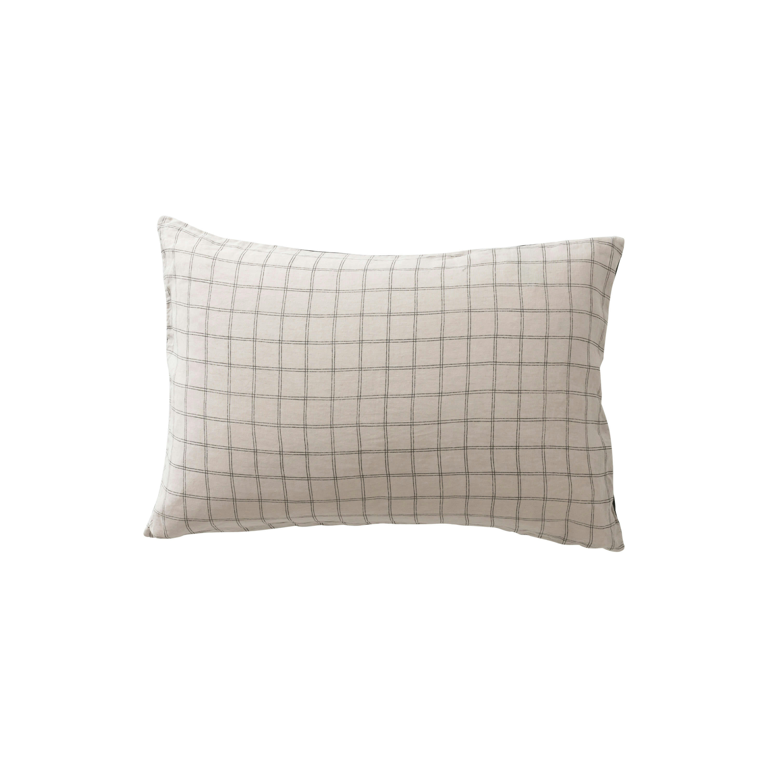 SONGE - Taie d'oreiller rectangulaire Charbon Carreaux uni gris 50 x 70 cm