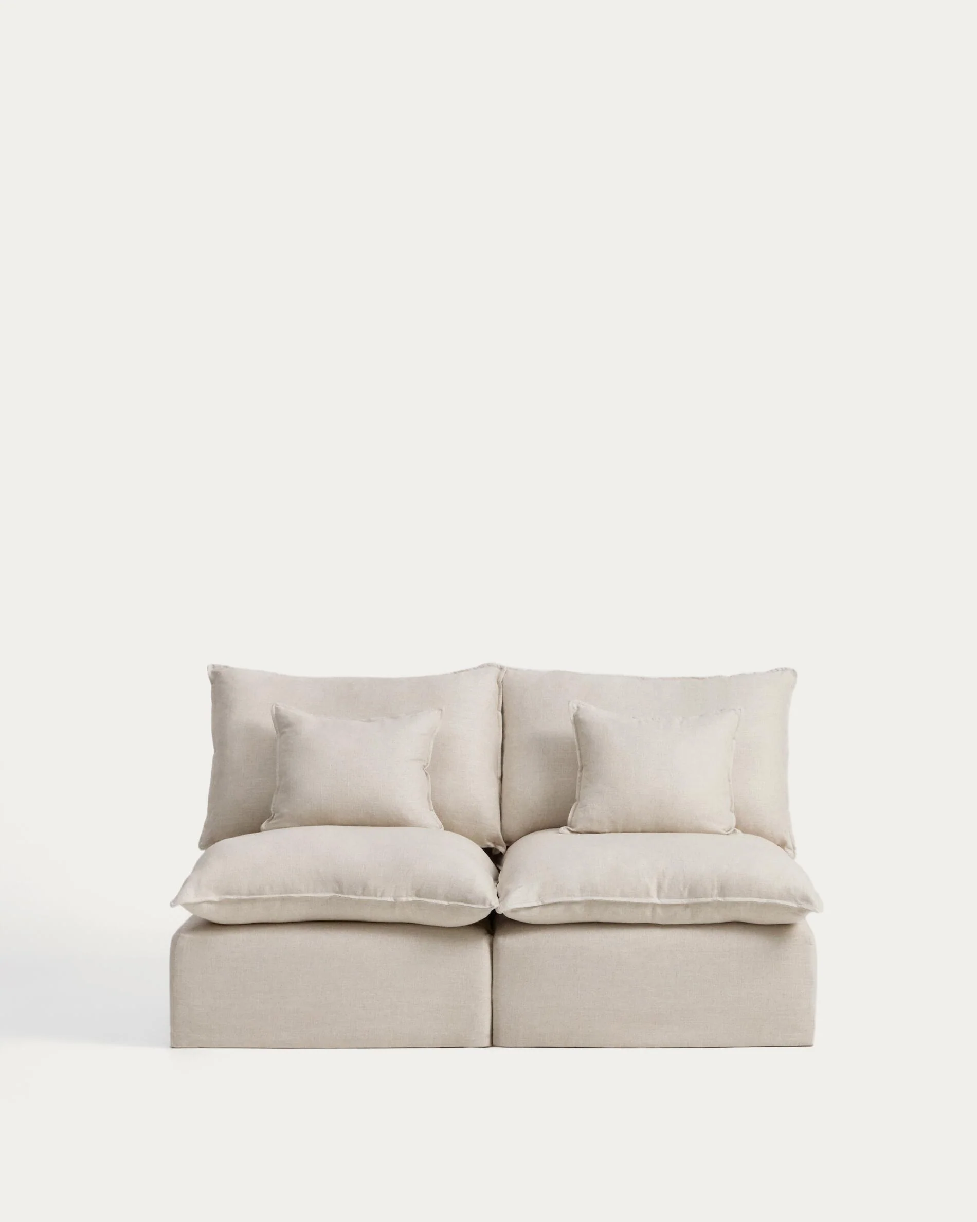 Anarela beige linen and viscose 2-seater modular sofa with removable cover 180cm FSC Mix Credit