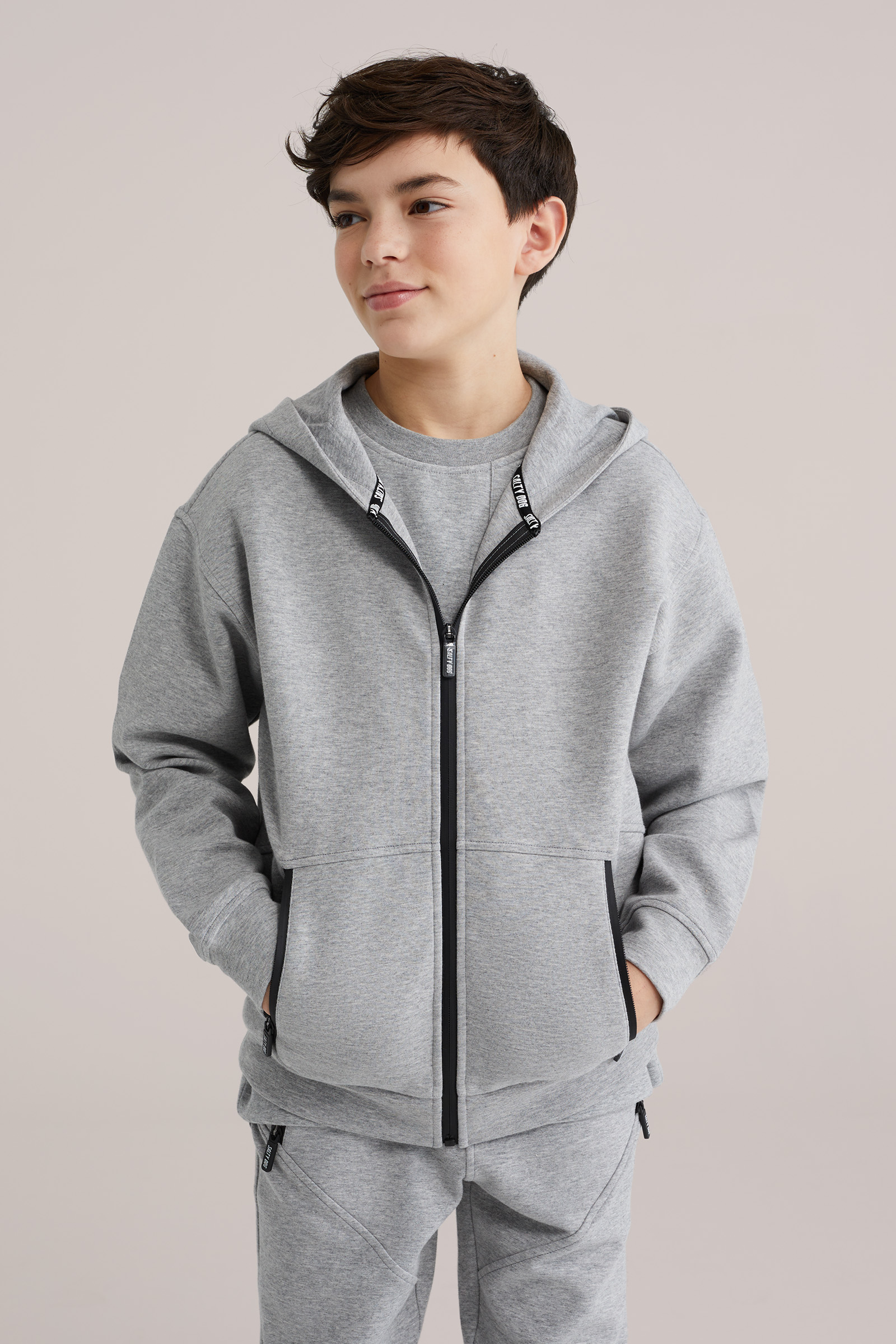 Jongens vest van scuba met capuchon en ritszakken