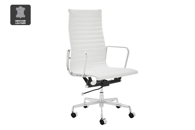 NNEKGE Replica Eames Group Standard High Back Office Chair (White Leather)