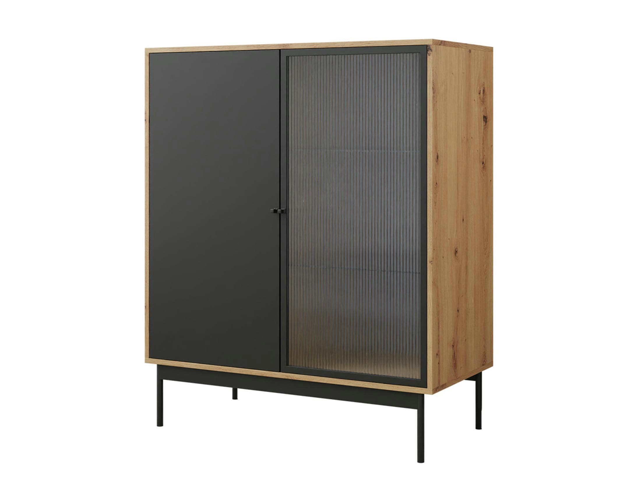 LAMIA - Buffet haut industriel 100 cm noir / bois