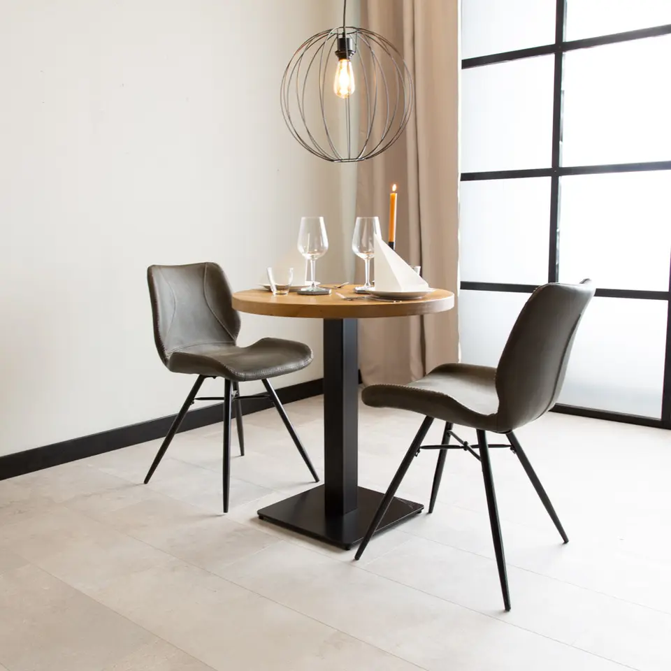 Industri?le bistrotafel 70x70 rond metaal mangohout 70x70x73 cm Mangohout