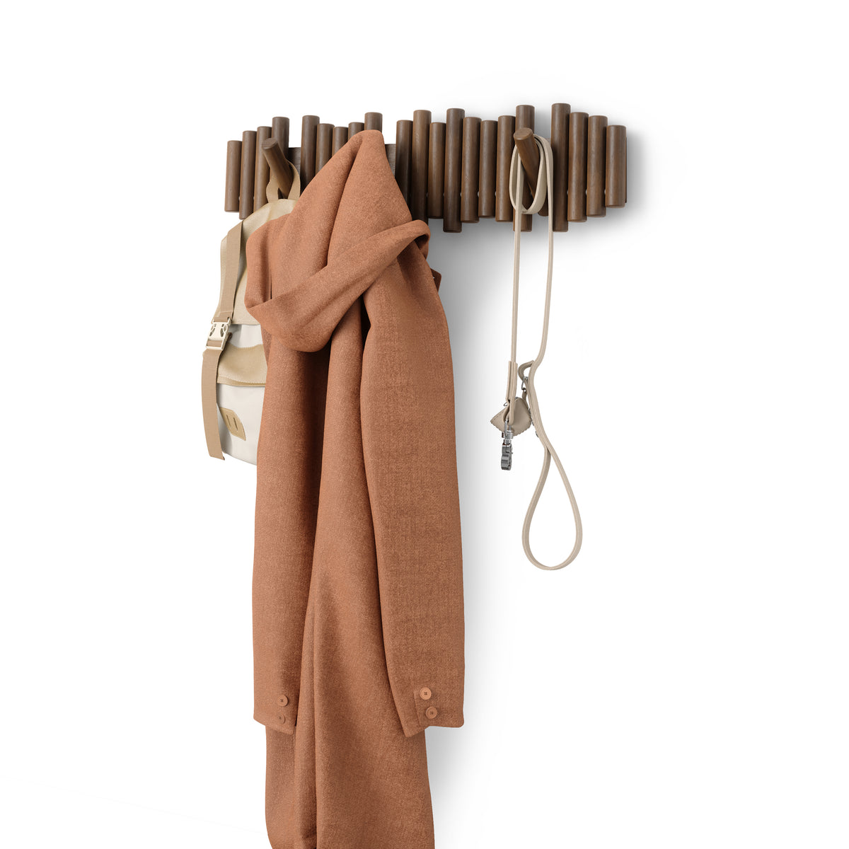 Umbra wandkapstok (8) Picket - 61 x 4 x 17 cm - Gerijpt walnoothout