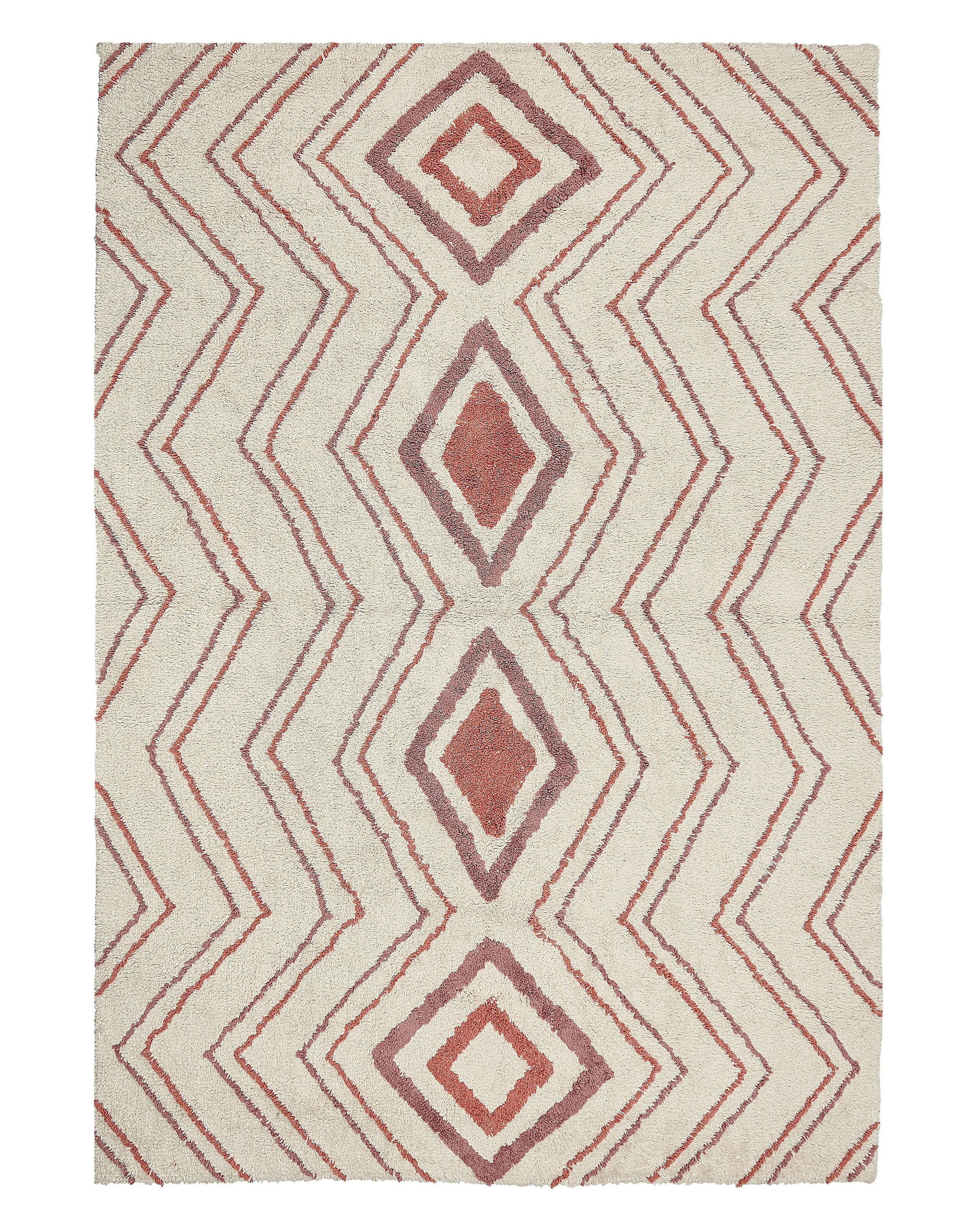 Dywan geometryczny wzór 140x200 cm beżowo-różowy
