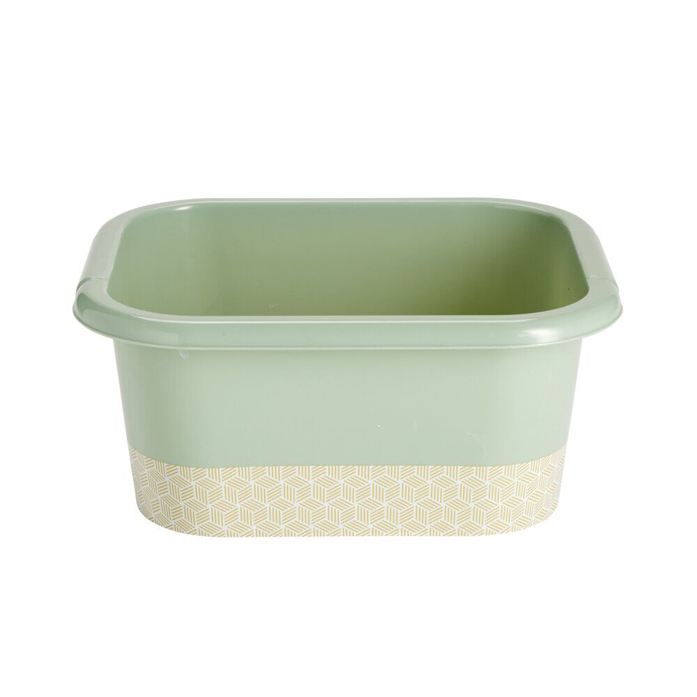 Bassine plastique vert sauge motif décoratif 37x30xH14cm
