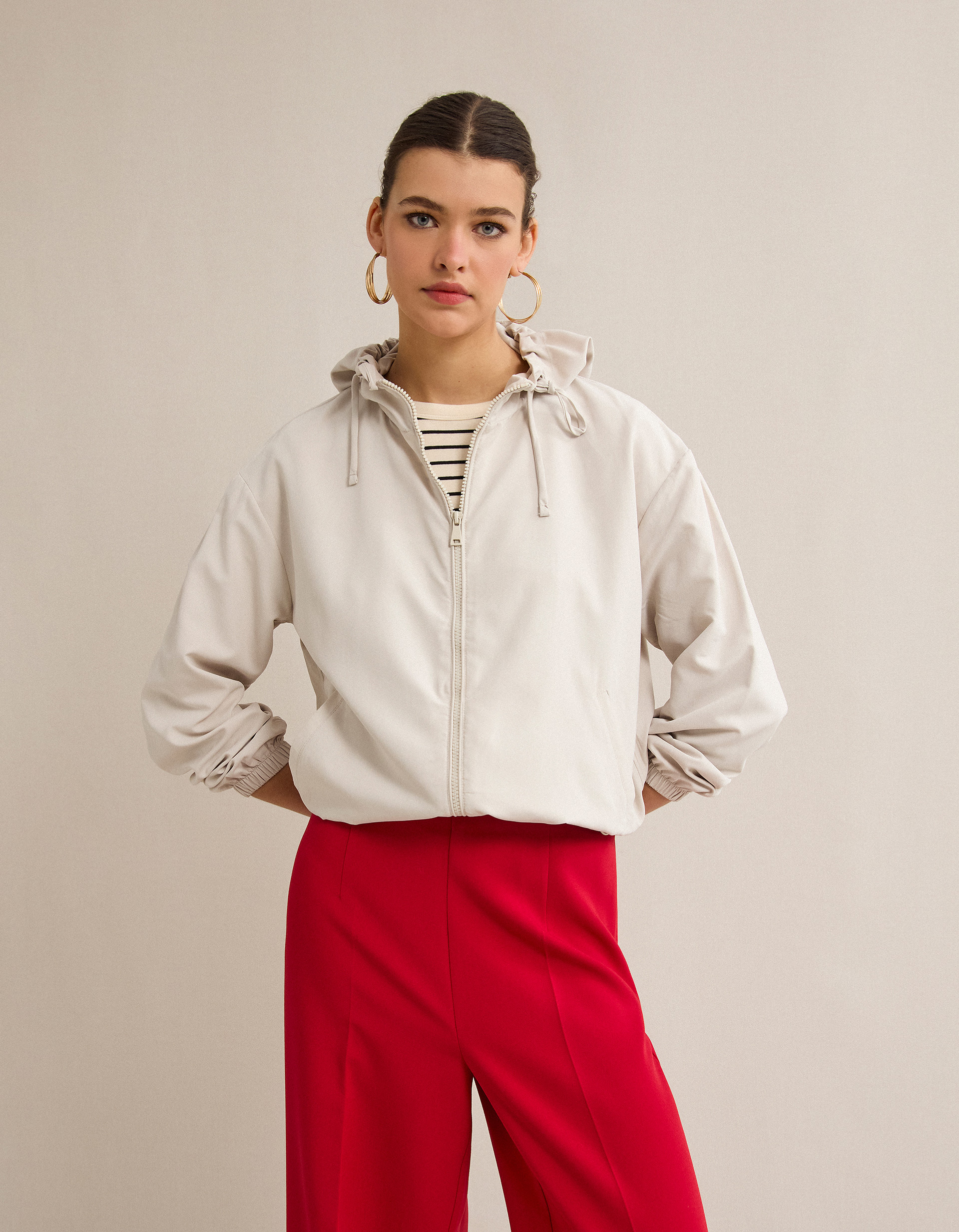 Parka, Mulher, Bege