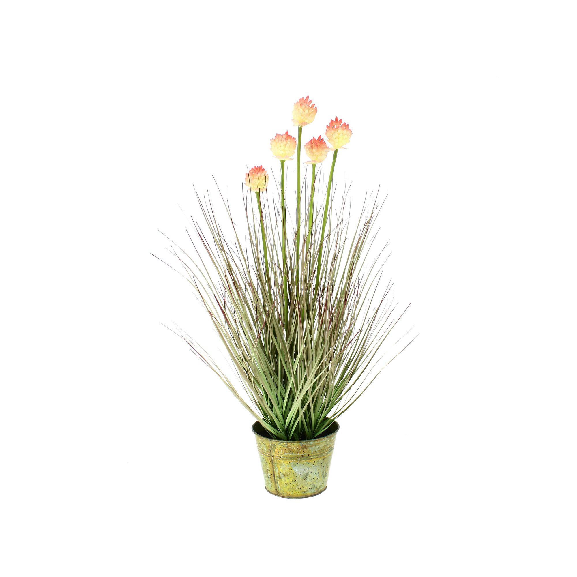 GRAMINEE - Graminée fleuri artificielle avec pot en zinc h53cm